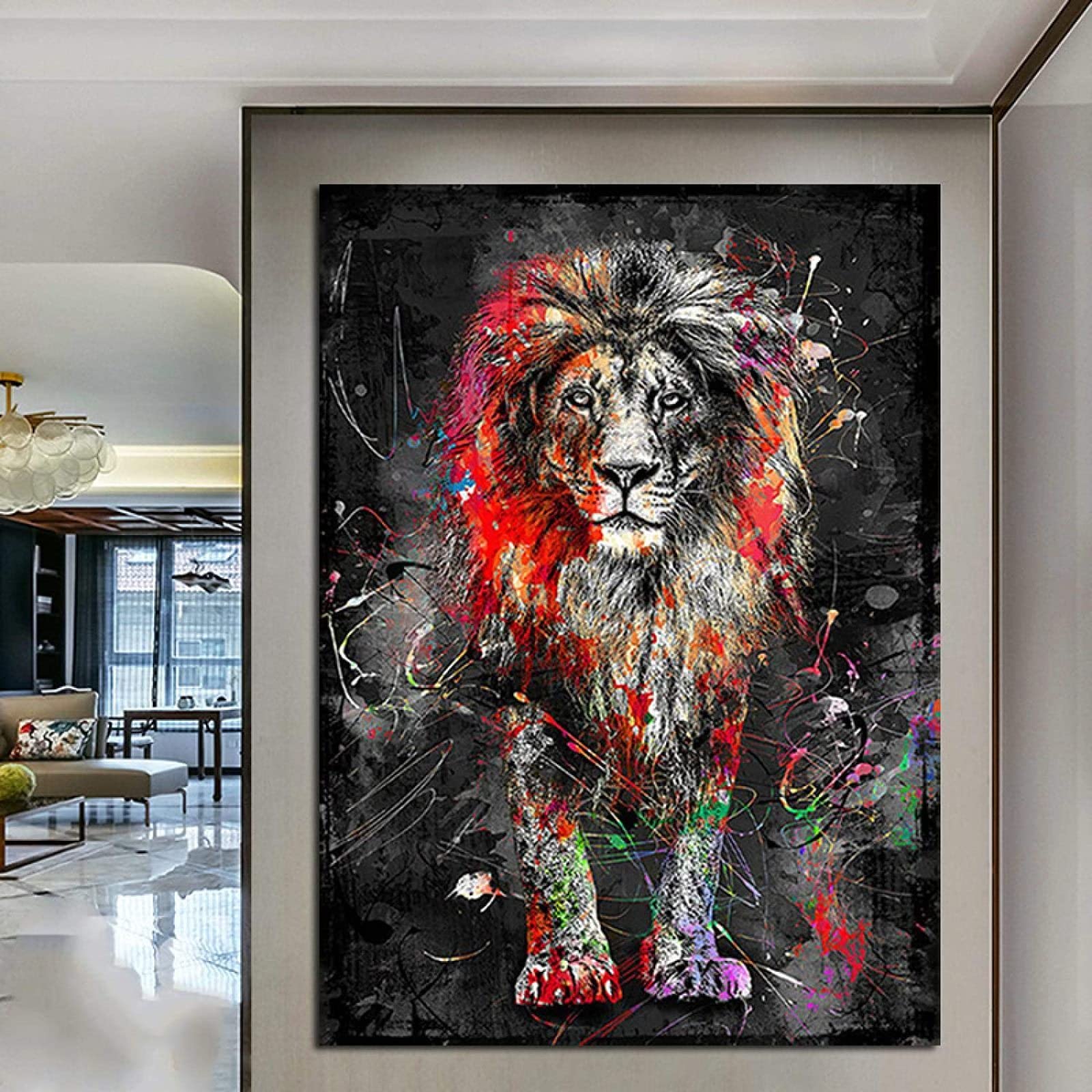 Amazon.co.jp: バンクシーカラフルライオン絵画インテリア動物の壁